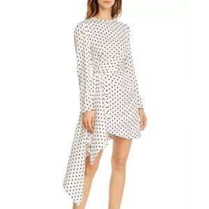 Keepsake Dress Size 4 White Black Foolish Draped Polka-Dot 60s Mini Womens